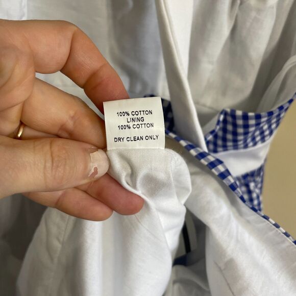 Britt Ryan blue white gingham check sleeveless ruffle summer rush mini dress 6 - Picture 9 of 10